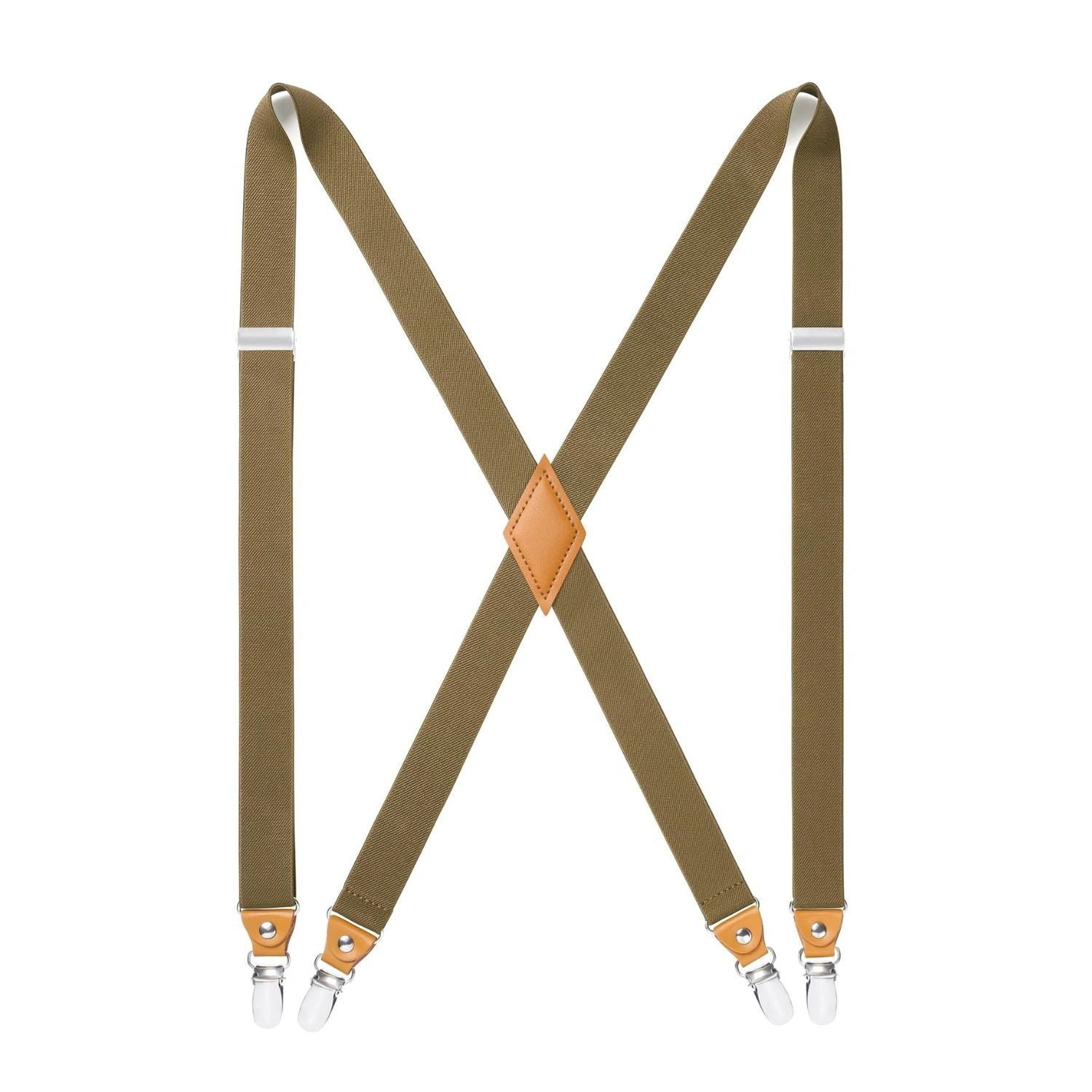 Tirantes ajustables de 1 pulgada con 4 clips - KHAKI 05: ¡Comodidad y estilo esenciales!