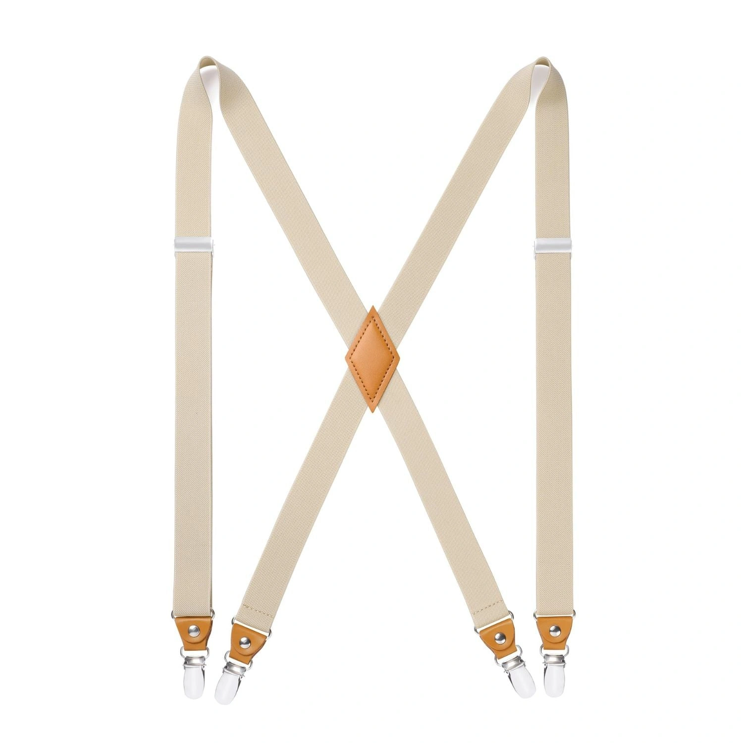 Tirantes ajustables BEIGE de 1.0 pulgada con 4 clips: ¡Estilo y comodidad garantizados!